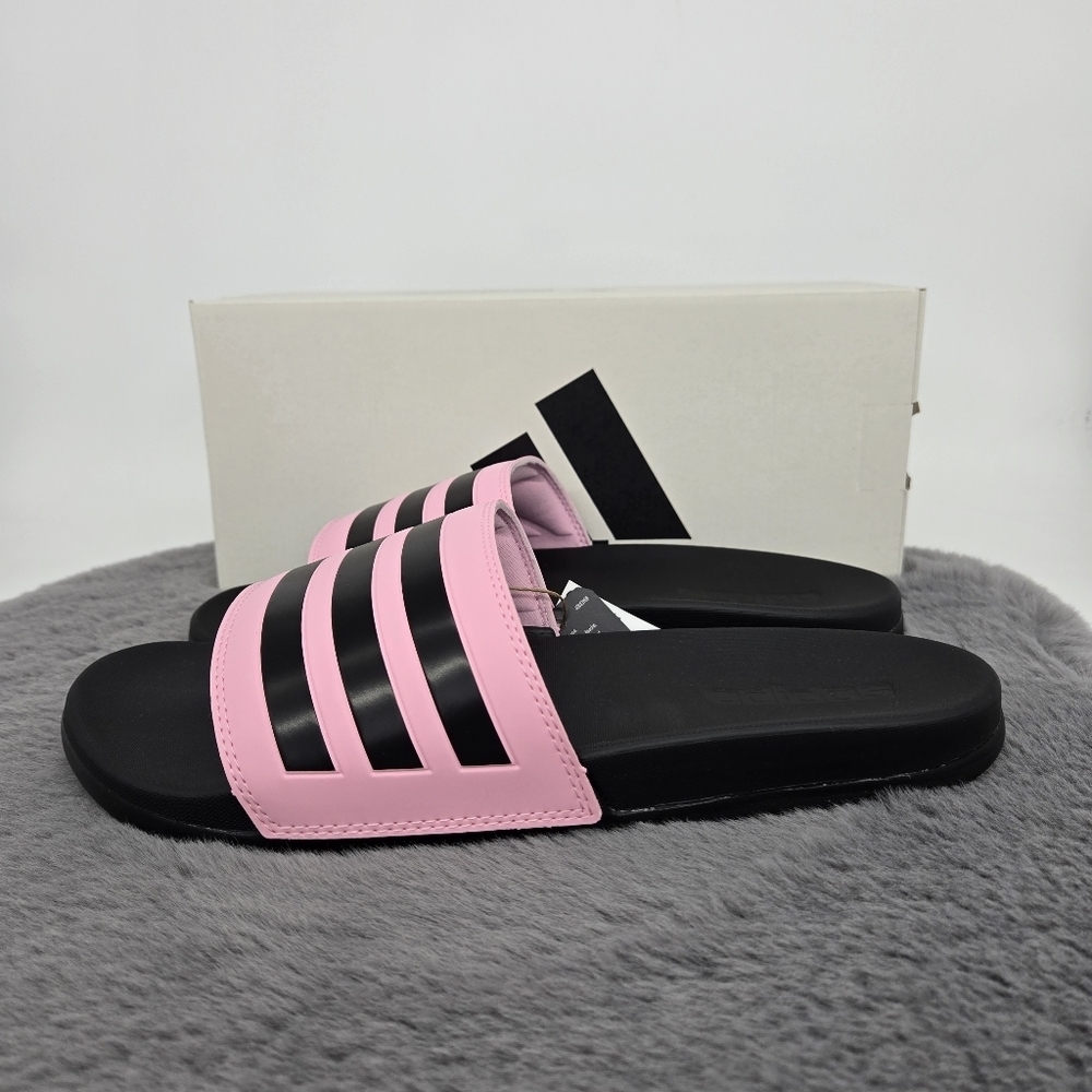 New adidas Adilette Comfort Slides True Pink Core Black Men's Shoes Size 11 - Picture 2 of 7